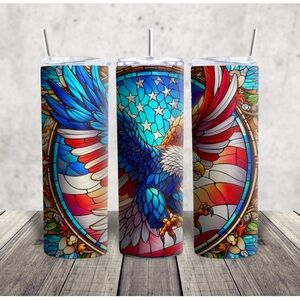 Patriotic Eagle Stained Glass Art Tumbler